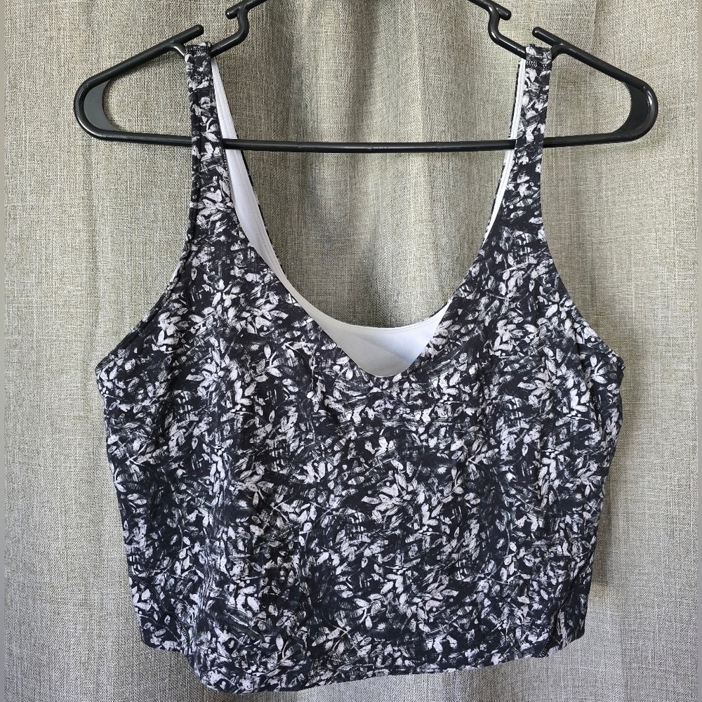 Lululemon Align Tank Top Womens 12 Black Floral Blossom Overlay Starlight